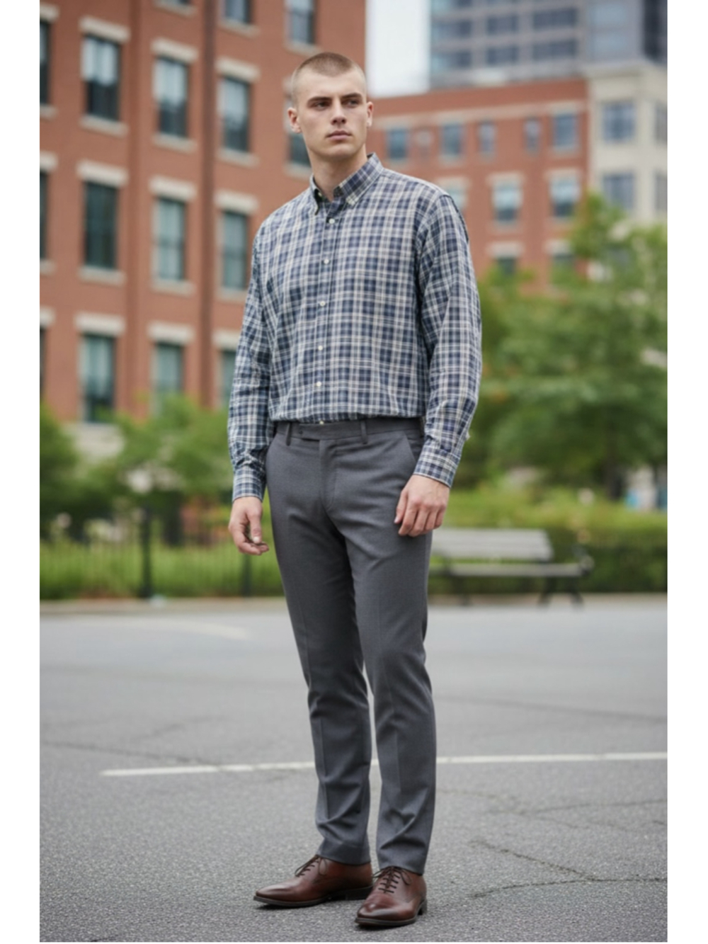 Men's Peter Millar Casual Button Down Shirt XXL Blue Plaid - Picture 3 of 4